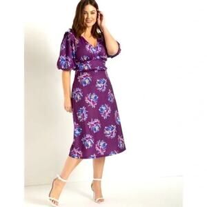 Eloquii Purple Floral Midi Dress